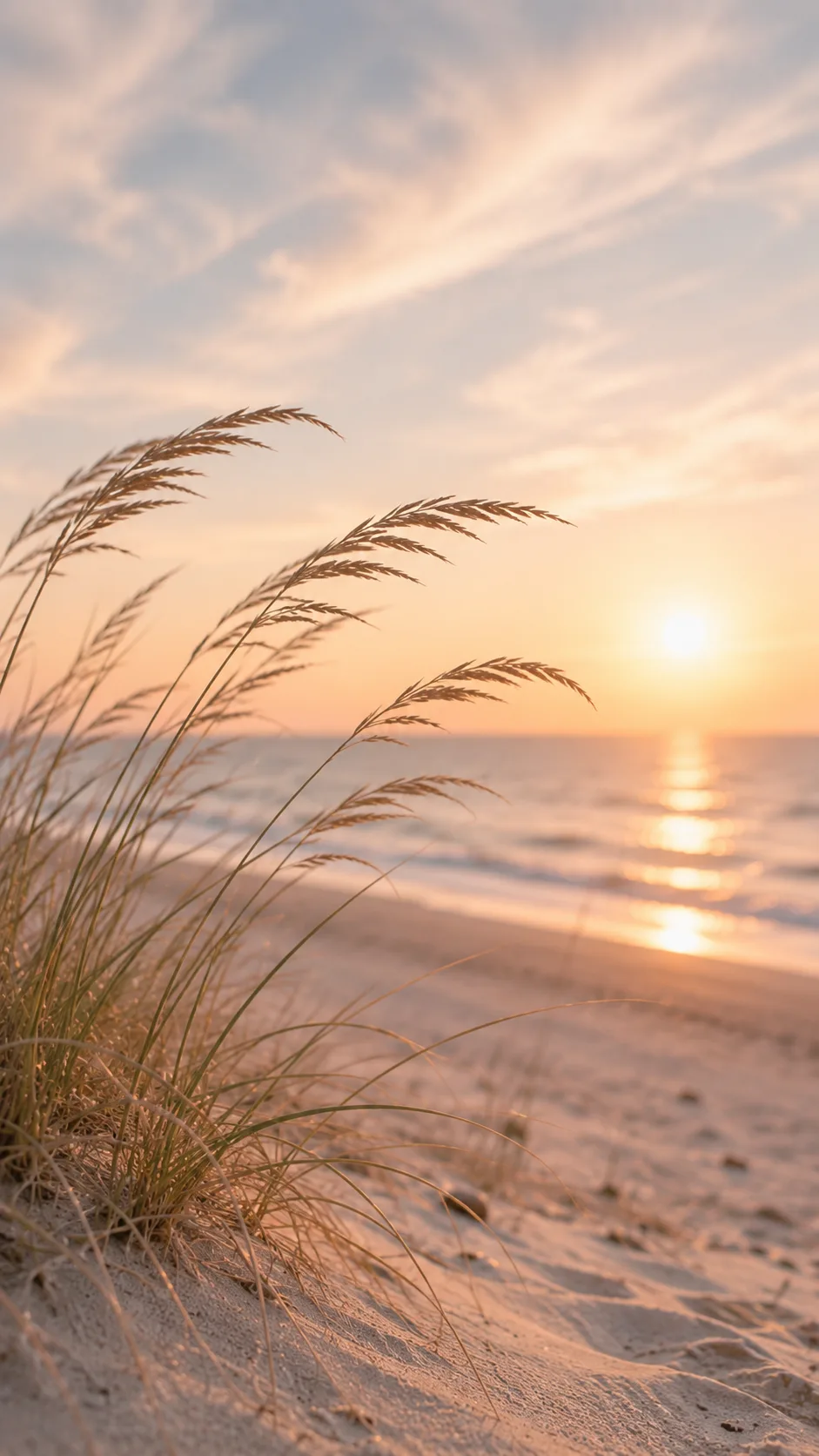 Dünengras am Strand im Sonnenuntergang