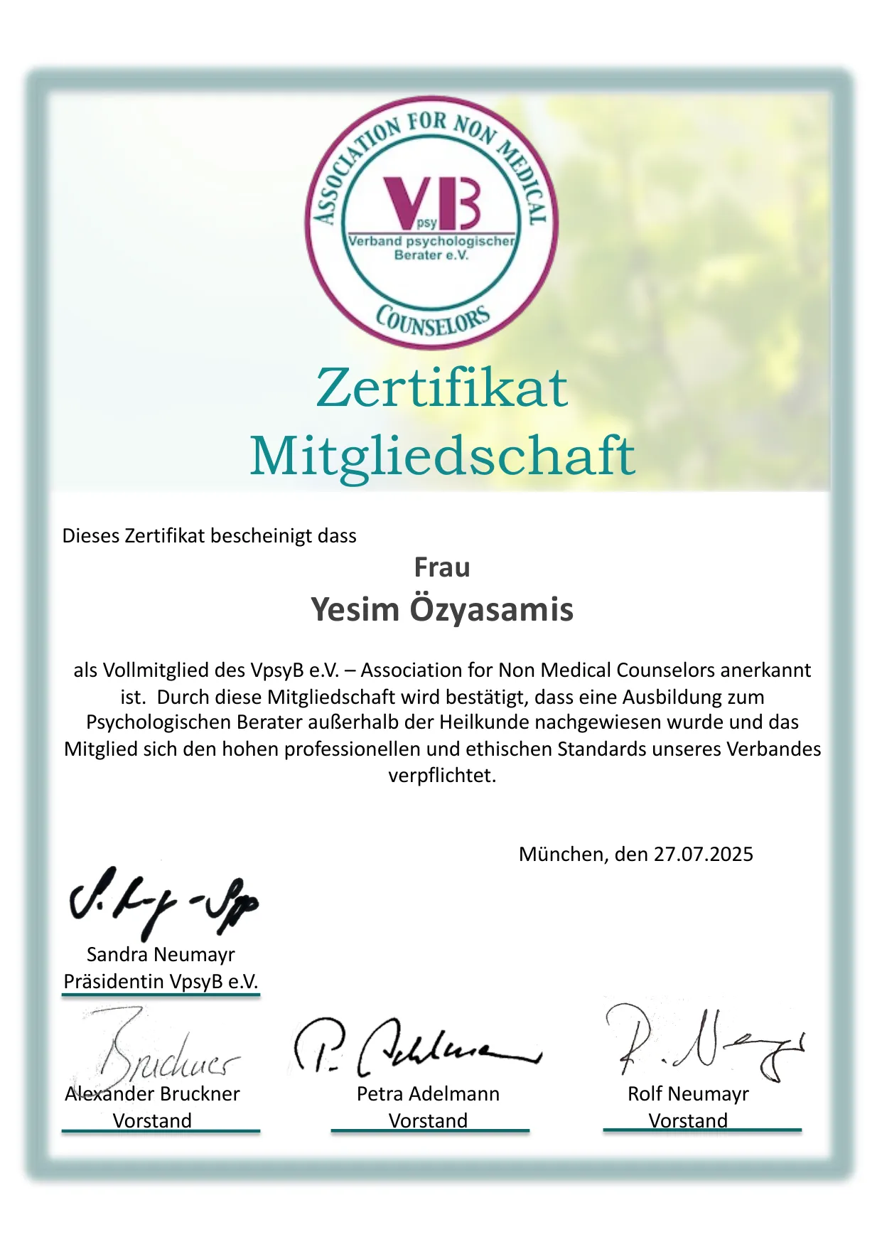 Mitglied im Verband psychologischer Berater e.V.